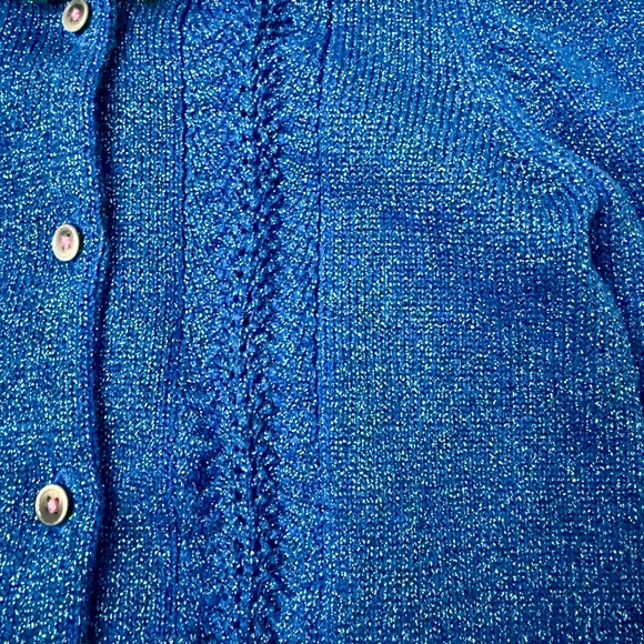 Mini Boden Frill Sparkle Cardigan, Navy Multi Sparkle Size 8-9 NWOT - Picture 3 of 7